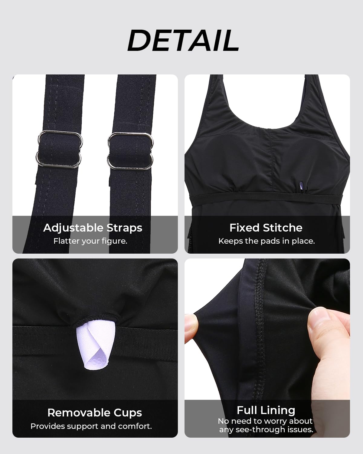 Aqua Eve Womens Tankini Tops Only Tummy Control Swim Tank Top Modest Swimsuit Top Bathing Suit Top No Bottom - Image 5