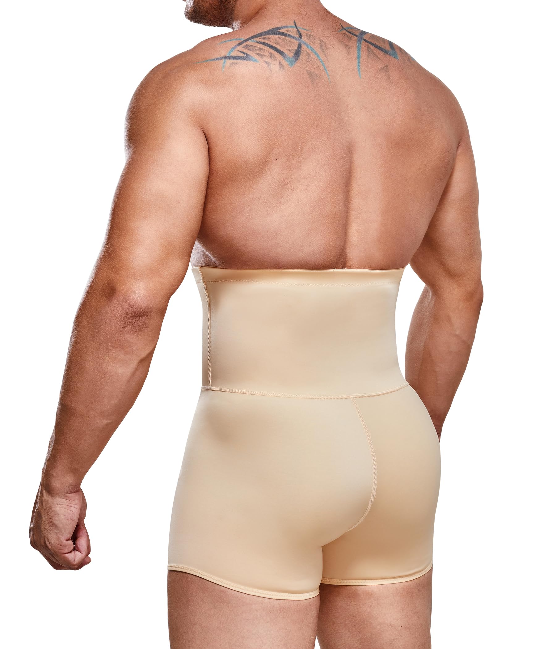 2 pantalones cortos de compresión para hombre, con control de abdomen, cintura alta, sin costuras, adelgazante, ropa interior moldeadora del cuerpo