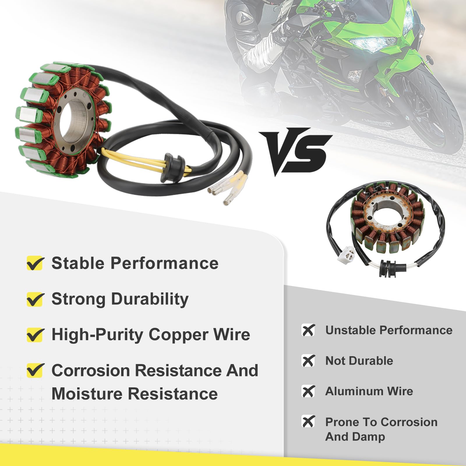 Stator Allumage 18 Bobine 3 fils Compatible avec Suzuki GS250 GS300L GS400 GS425 GS550 OEM 31400-45020 31400-45021 31400-47021 31401-45020 31401-45021