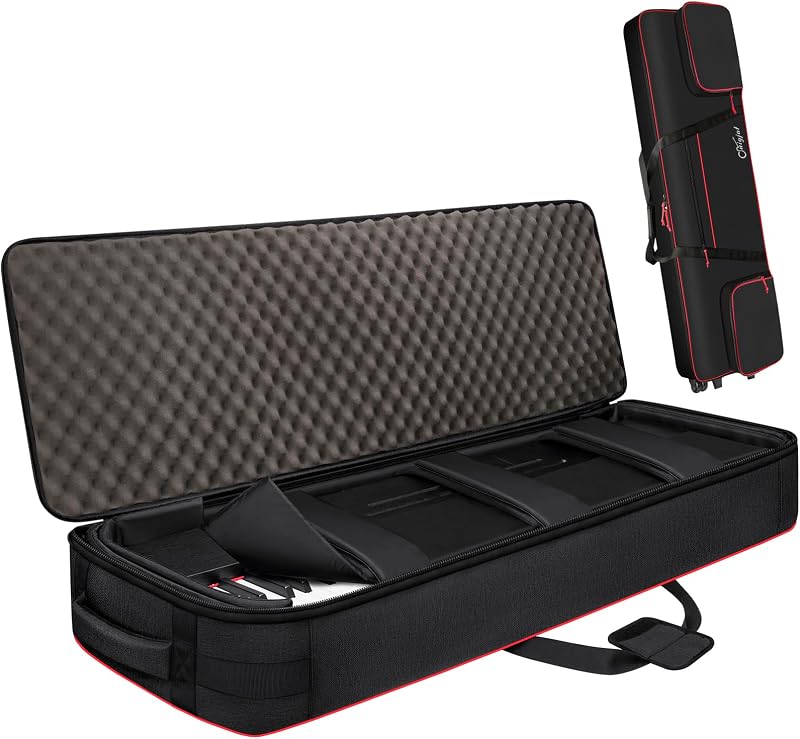 88 Key Keyboard Case with Wheels, Full Padded Piano Bag Soft | 88 Key Rolling Keyboard Case with Detachable Paddings & Adjustable Shoulder Straps (Interior: 56.5"x16.2"x6.8")