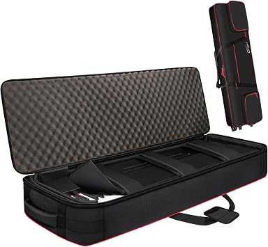 SNIGJAT 88 Key Keyboard Case with Wheels Interior 56.5"x16.2"x6.8", Soft 88 Key Rolling Keyboard Case with Detachable Paddings & Adjustable Shoulder Straps, Full Padded Piano Bag