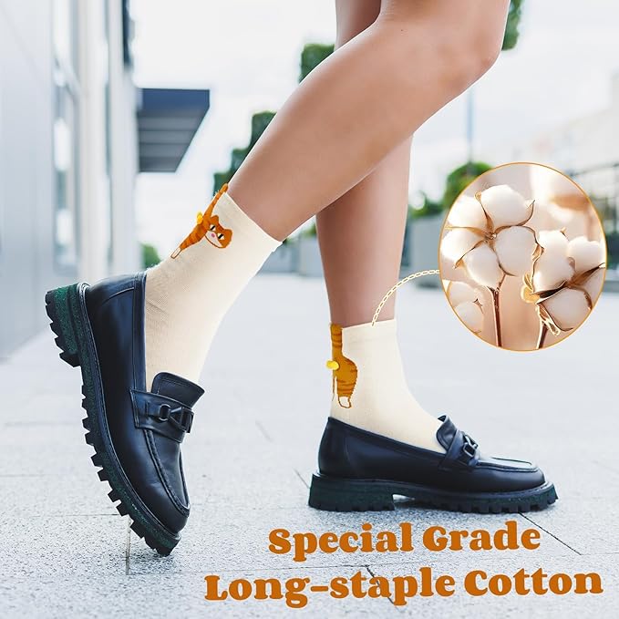 4 Pares Calcetines de Gato 3D para Mujer, Algodón, Novedad, Regalo miniatura 5
