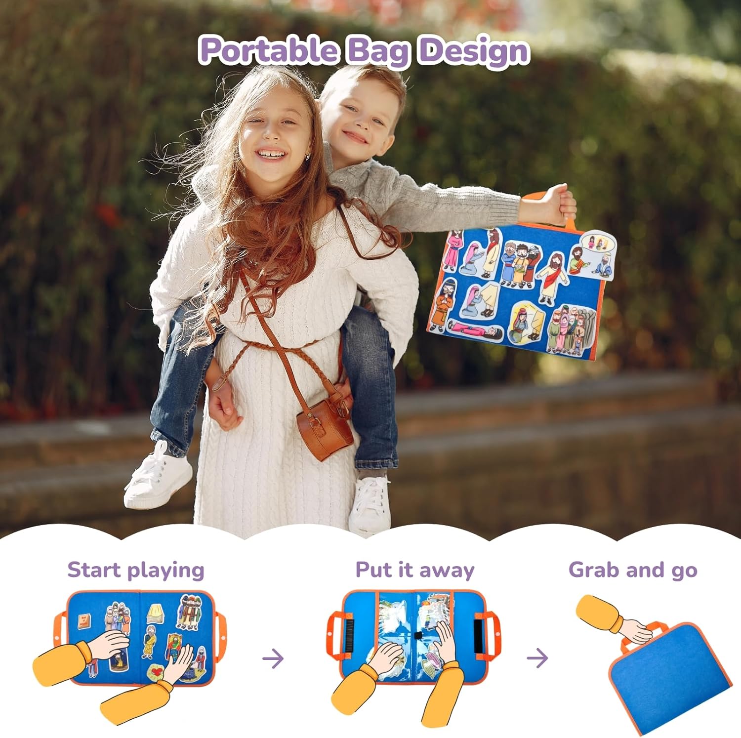 CHEFAN 16 Pack Felt Board Bible Stories Set, Flannel Board Stories, Bible Toys for Kids