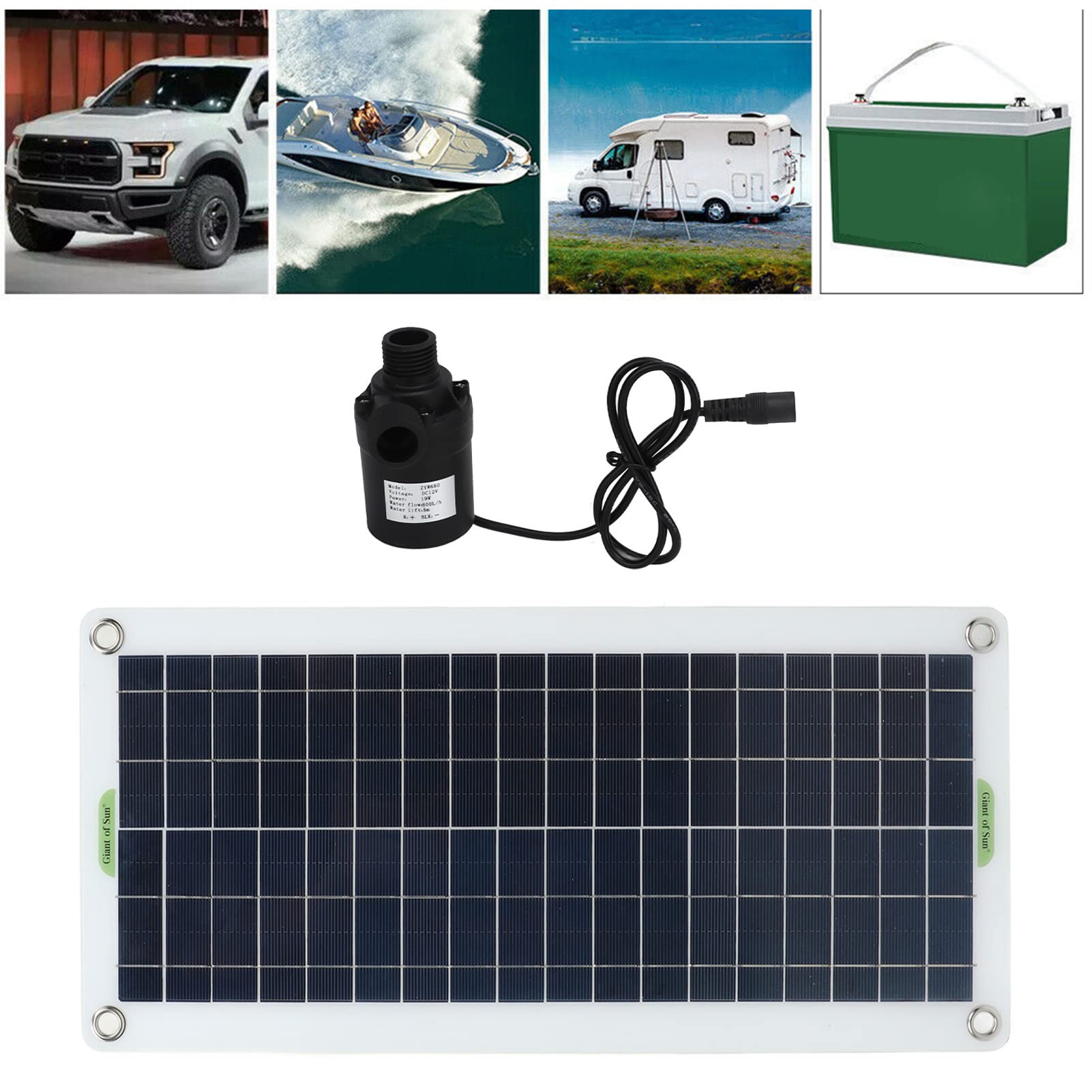 KIMISS Kit Pompa Acqua Solare, 30W Silicio Policristallino 800L All'ora Aspirazione Adatta per Serra Campeggio Gr
