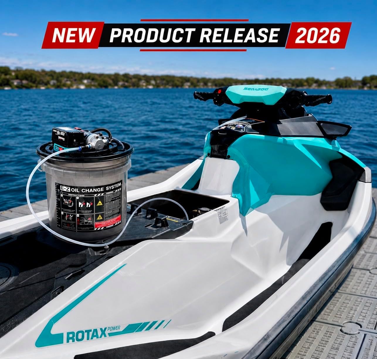 Battery Powered Oil Extractor for Jet Ski & Sea-Doo – Portable Self-Contained Oil Change Pump for Boats, PWC, Marine & Small Engines (12V Battery Clips)