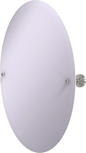 Allied Brass WP-91 - Espejo de pared con borde biselado ovalado sin marco, níquel satinado