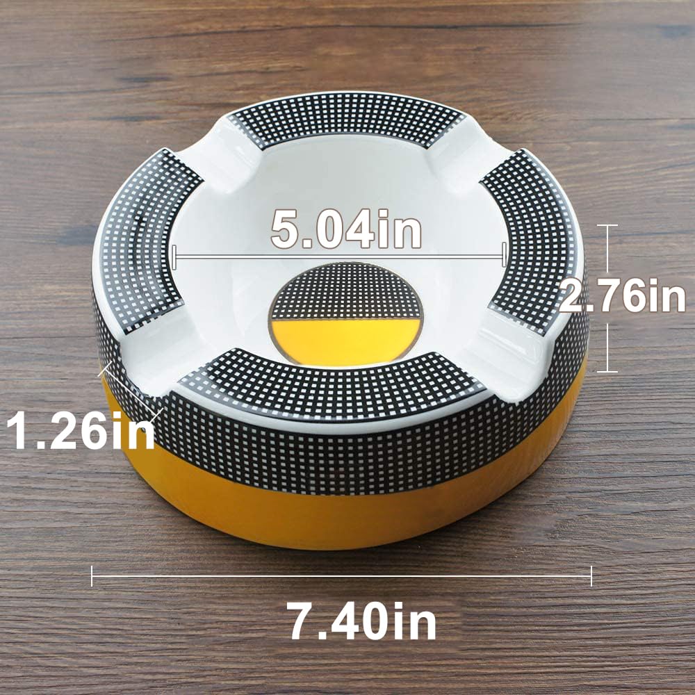 Grand cendrier à cigares pour cigarettes rondes de 20,3 cm - Grand cendrier d'extérieur pour patio/extérieur/intérieur - Cadeau pour homme