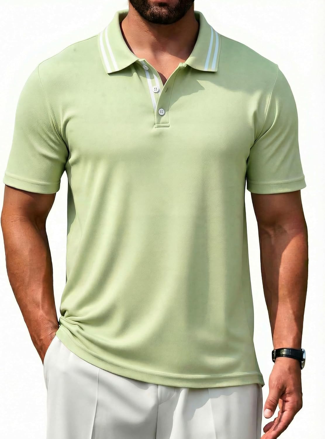 Mens Golf Shirts Athletic Polo Shirts Short Sleeve Lightweight Classic Collared Casual Slim Fit T-Shirt