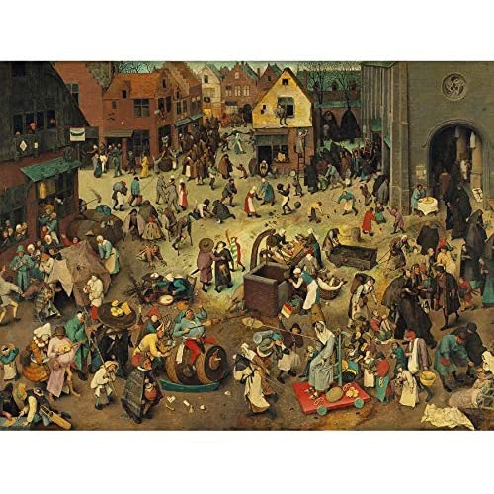 Artery8 Pieter Bruegel Fight Between Carnival Lent Painting Art Print Canvas Premium Wall Decor Poster Mural