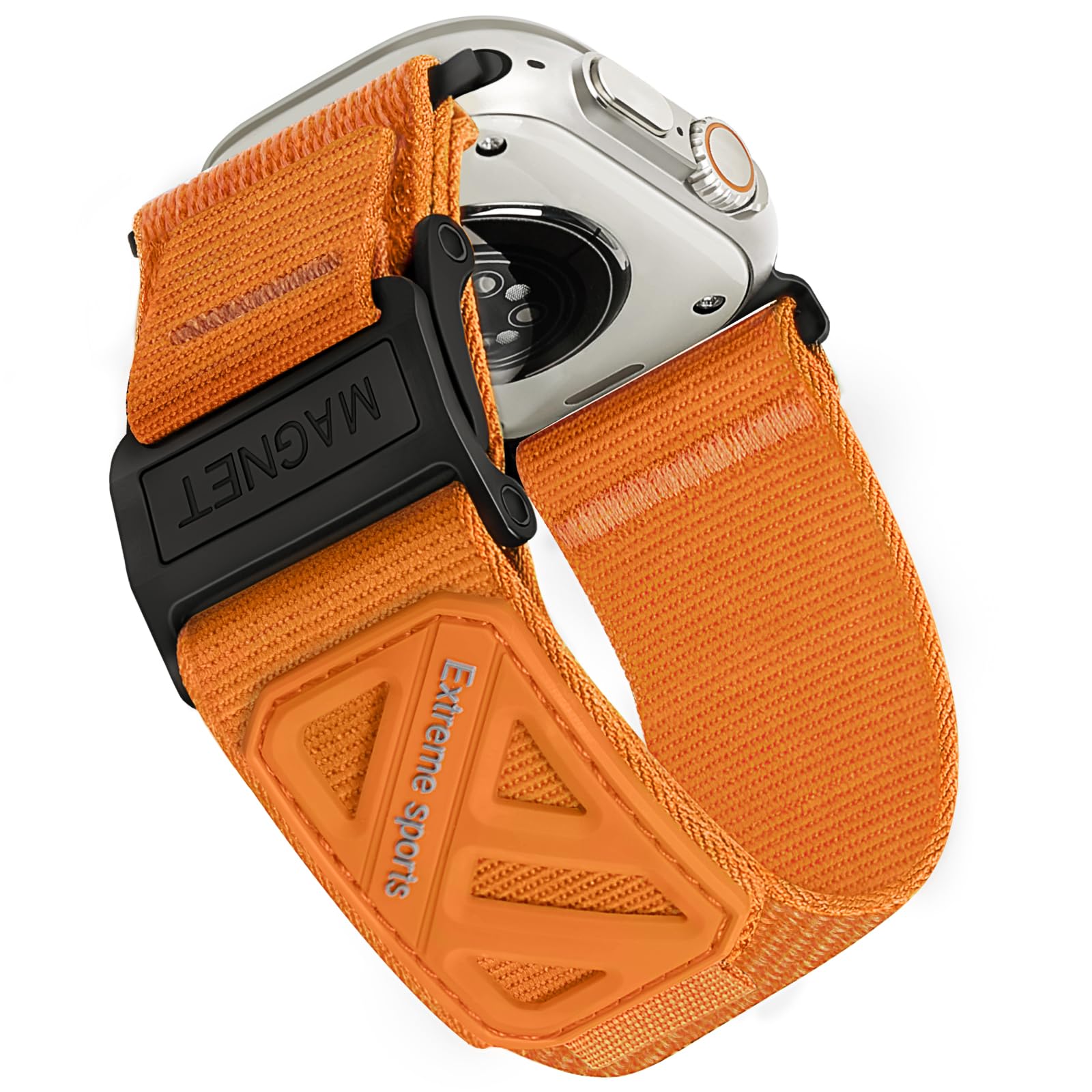 Sport Armband Kompatibel mit Apple Watch Ultra 3/2/1 49mm, Series 11/10 46 mm, 9/8/7 45mm, SE/6/5/4 44 mm, 3/2/1 42mm, Verstellbares Nylon Ersatzarmband mit Magnetverschluss für iWatch