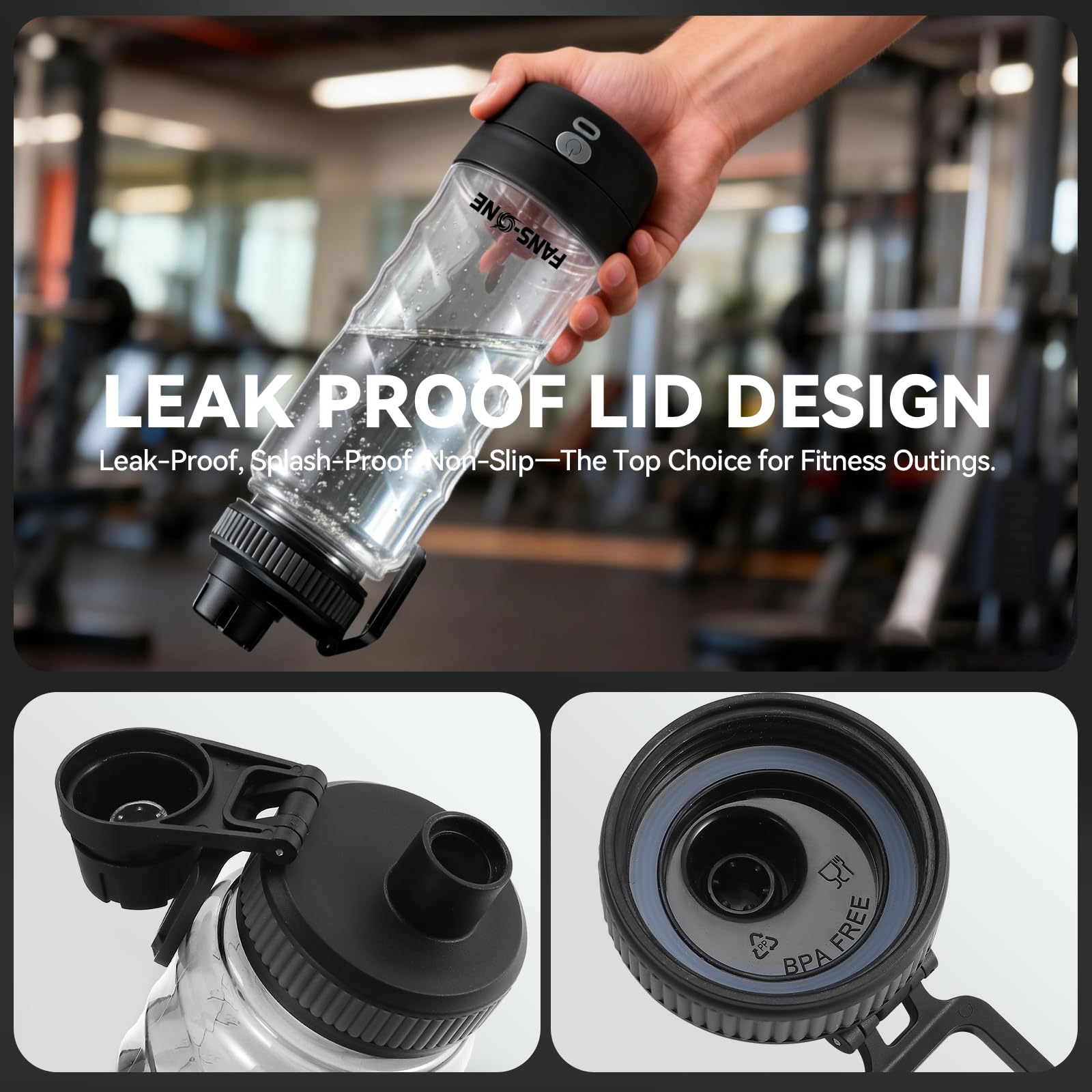 FANS-ONE Elektrische Protein-Shaker-Flasche, 680 ml, wiederaufladbarer elektrischer Mixer, Shaker-Becher für Protein-Shakes und Mahlzeitenersatz, tragbarer Mixer, selbstmischender Becher für