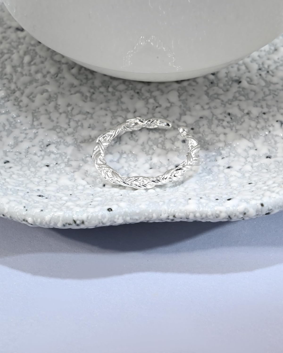 Silver Twist Open Ring Wrap Infinity Stacking Adjustable Ring for Women - Image 7