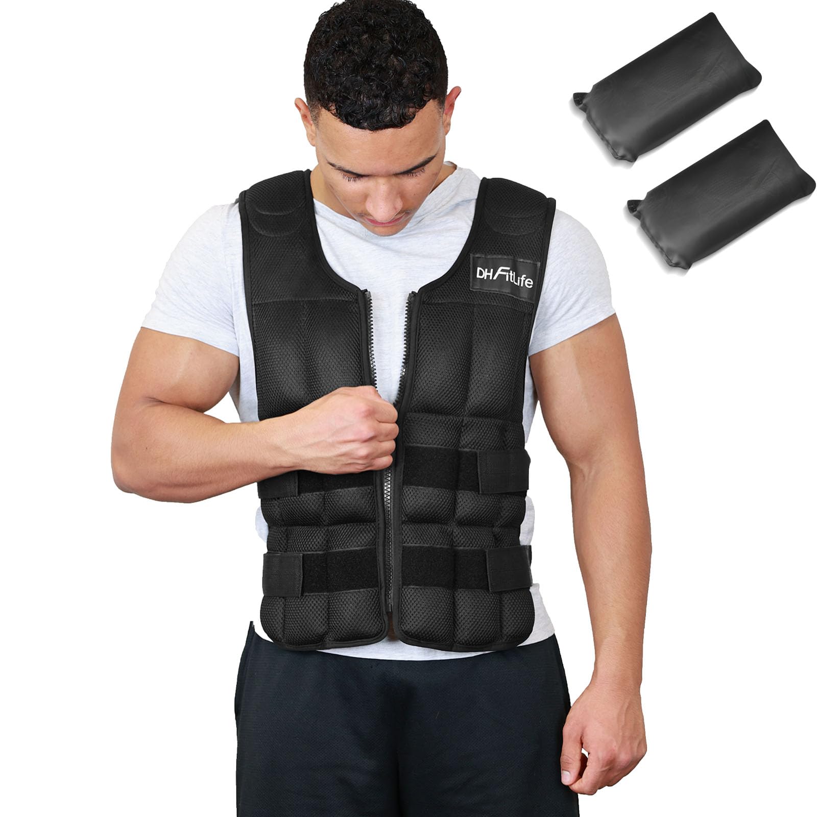 Gilet Lesté VEVOR 20 Kg Réglable - Noir - Pour Course, Fitness Et Musculation - Neuf