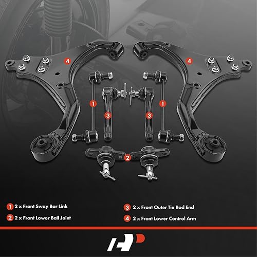 Miniatura 2 de A-Premium Kit de suspensión delantera, brazo de control inferior, barra estabilizadora, articulación de rótula inferior, extremo de barra de