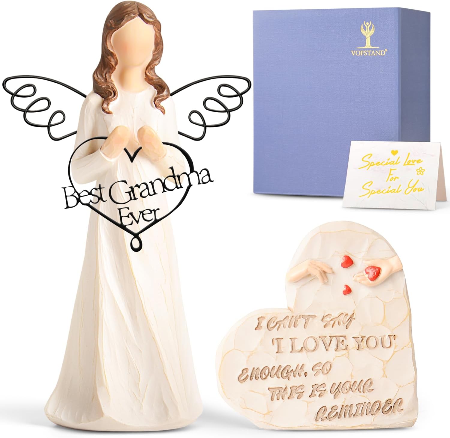 Grandma Gifts for Birthday Christmas - Best Grandma Ever Figurines Gifts for Grandma Happy Birthday Gifts for Grandma Sculpted Hand-Painted Angel Statues Christmas Stocking Stuffers for Grandma Unique