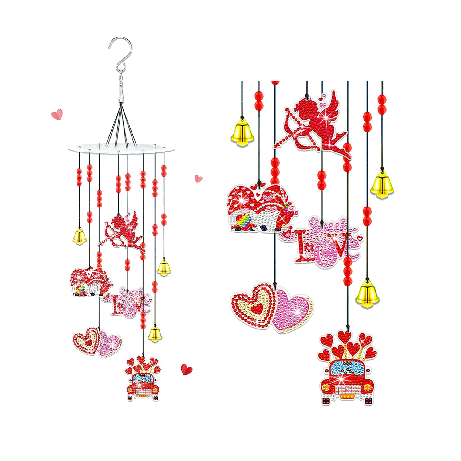 Valentines Wind Chime Diamond Painting Art Kits Wind Chime Double Sided 5d Crystal Wind Chimes Kit Hanging Ornament for Adults Kids