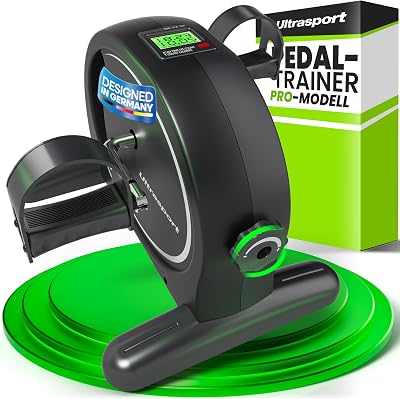 Ultrasport Pédalier d’Appartement Bras et Jambes avec Écran LCD, Tapis Antidérapant et Sangle de Fixation I Mini Vélo d’Appartement, Pedalier Bureau