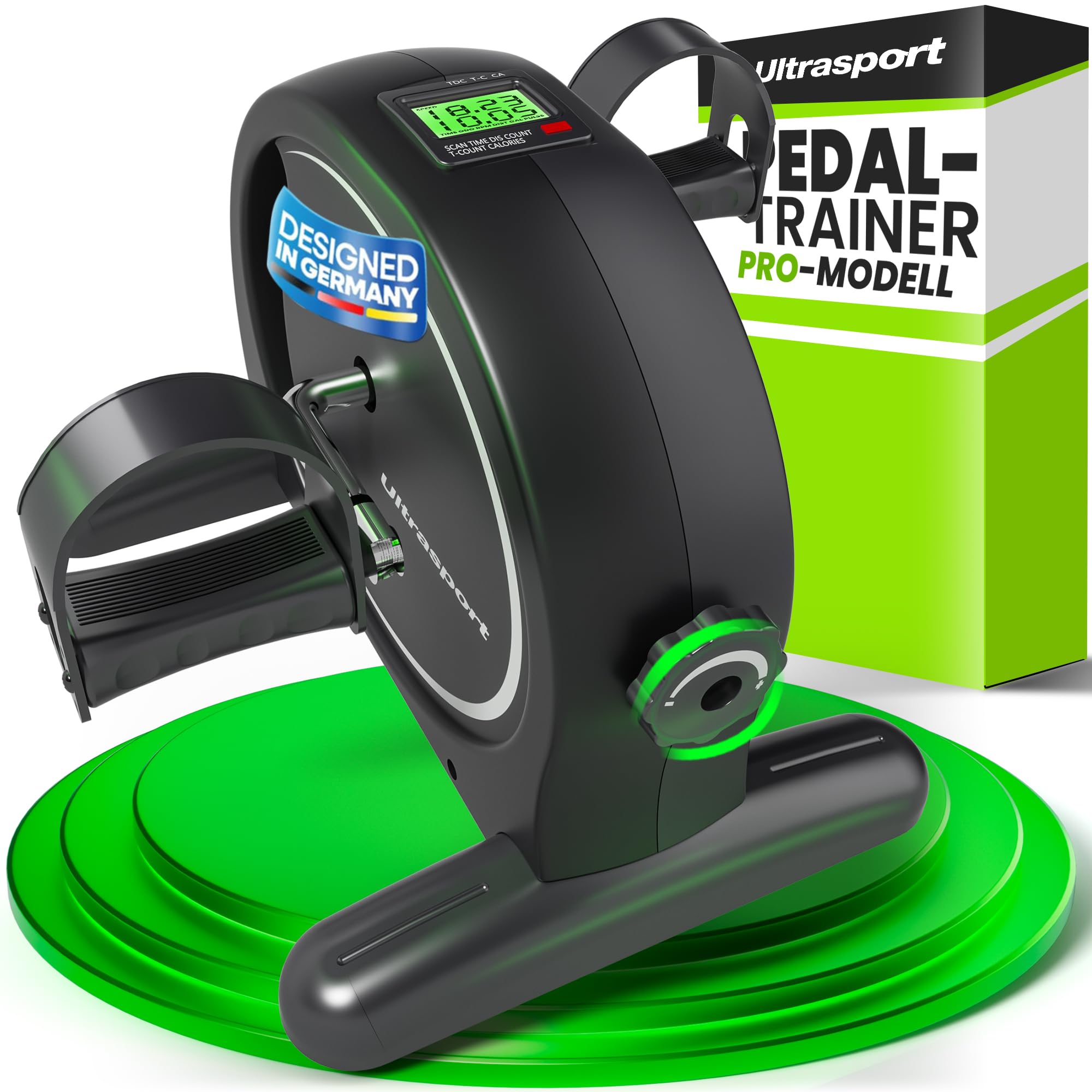 Ultrasport Pedaliera per Gambe e Braccia con Tappetino Antiscivolo e Cinghia di Fissaggio, Cyclette da Seduta I Pedaliera Riabilitazione per Anziani I Mini Cyclette da Seduti