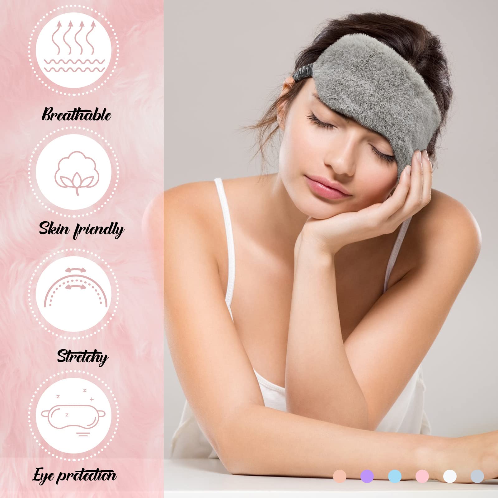 Hercicy 30 Stück Plüsch-Schlafmaske, weiche Augenbinde, bequem, flauschig, Augenabdeckung für Frauen, Schutz, Reisen, Nickerchen, Geschenk, Geburtstag, Schlafen, Partygeschenk
