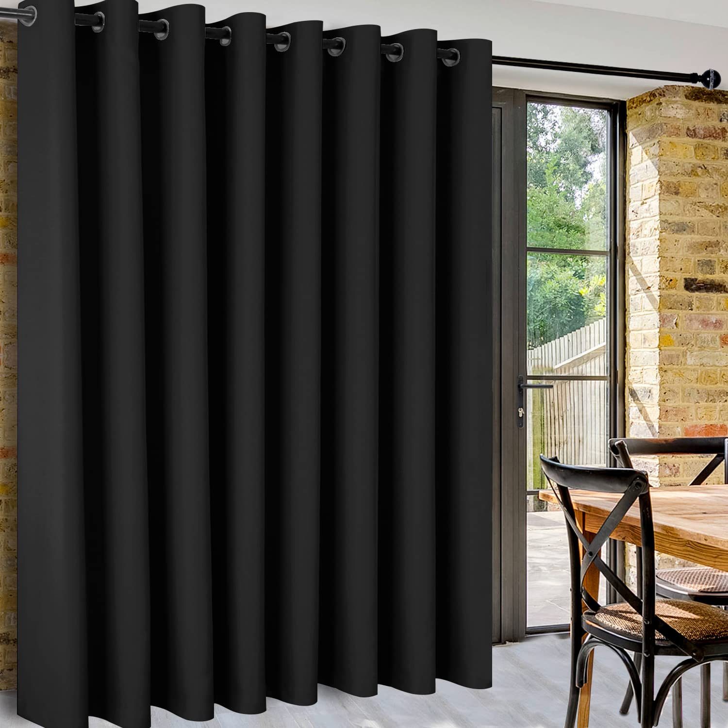 Rideau anti froid et chaleur occultant large noir DWCN pour isolation