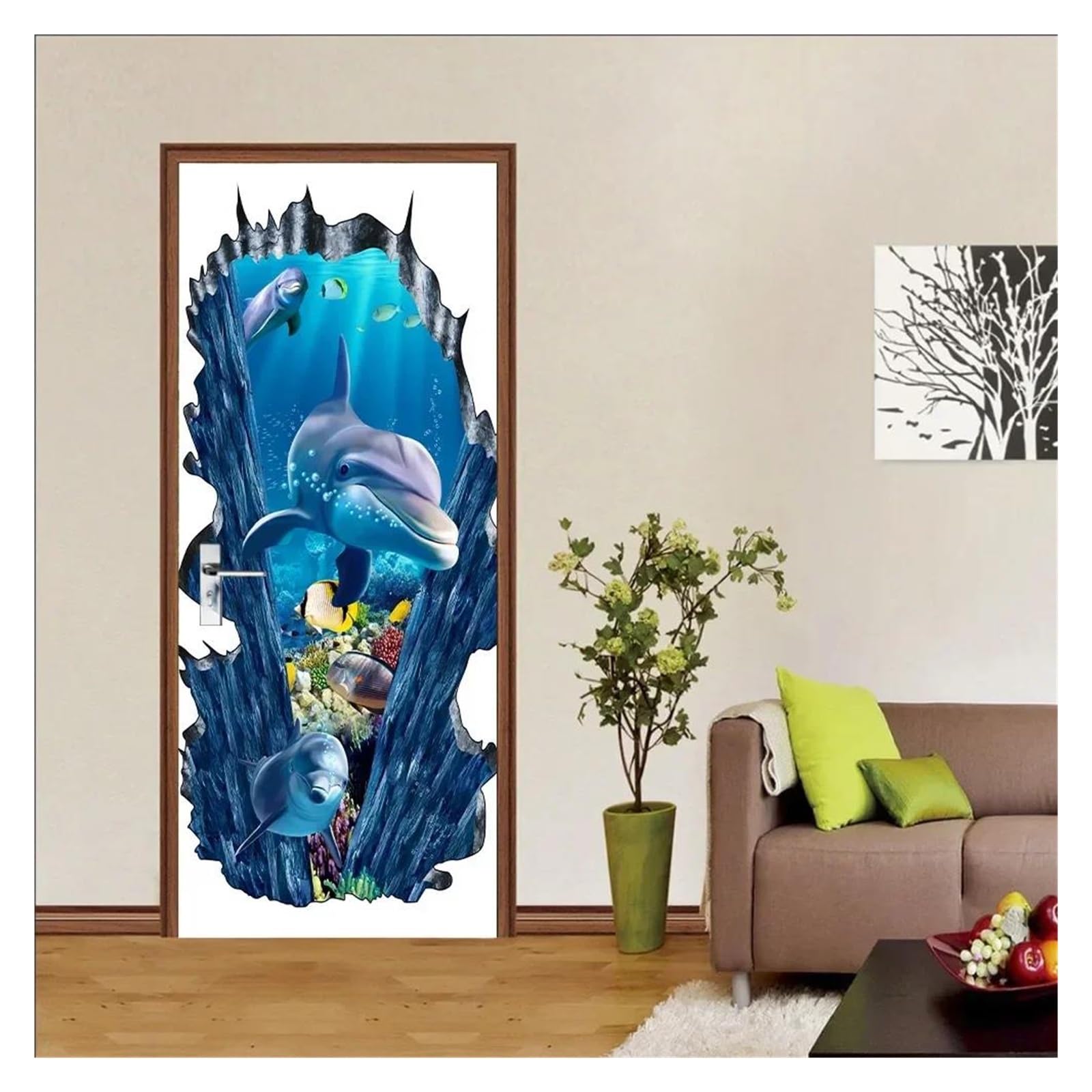 Sticker de porte 3D rétro créatif 40x120cm, papier peint vinyle auto-adhésif imperméable