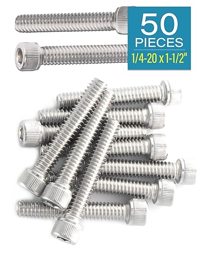Miniatura 6 de IMScrews Tornillos de máquina de acero inoxidable 14"-20 x 1-14" 18-8 (304) con cabeza de casquillo y llave hexagonal  Paquete de 25