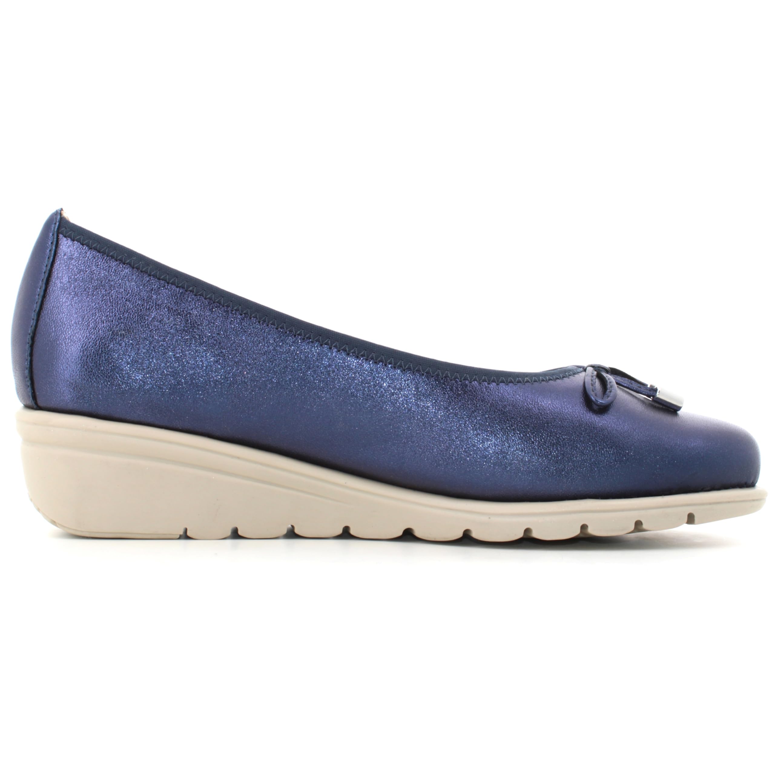 Valleverde VS10330 Nappa Platino Ballerine con Zeppa per Donna in Pelle