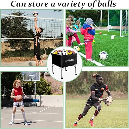 Miniatura 7 de Carrito de bolas portátil, cesta de almacenamiento extraíble para baloncesto, voleibol, canasta de almacenamiento, para pelotas de almacenamiento