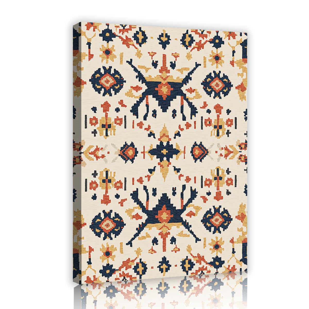 Via Vela Geometric Southwestern Framed Canvas Wall Art Tribal Aztec Pattern Southwest Picture Vintage Boho Art Poster For Living Room Bedroom Kitchen Decor 70x105cm