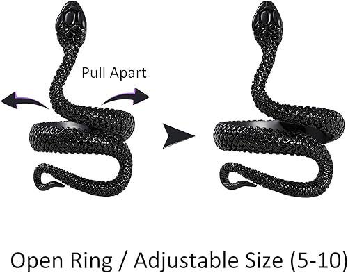 Miniatura 5 de sovesi Anillo de serpiente dorado para hombres y mujeres, anillos góticos de serpiente plateados, anillo vintage ajustable para hombres, éboy,