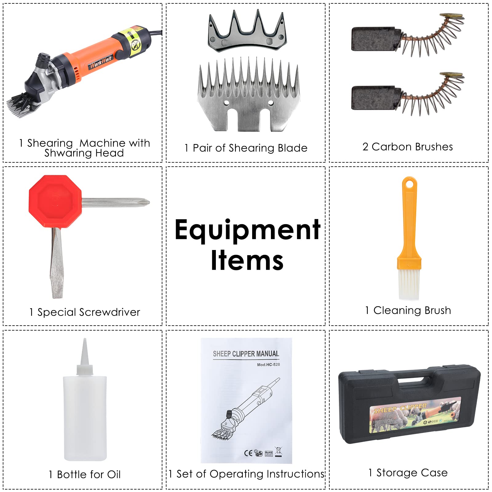 Sheep Shears 550W Sheep Clippers Sheep Shears Electric Professional Heavy Duty Animal Clippers Grooming Clippers for Shaving Thick Hair in Sheep, Goats and Pet Livestock