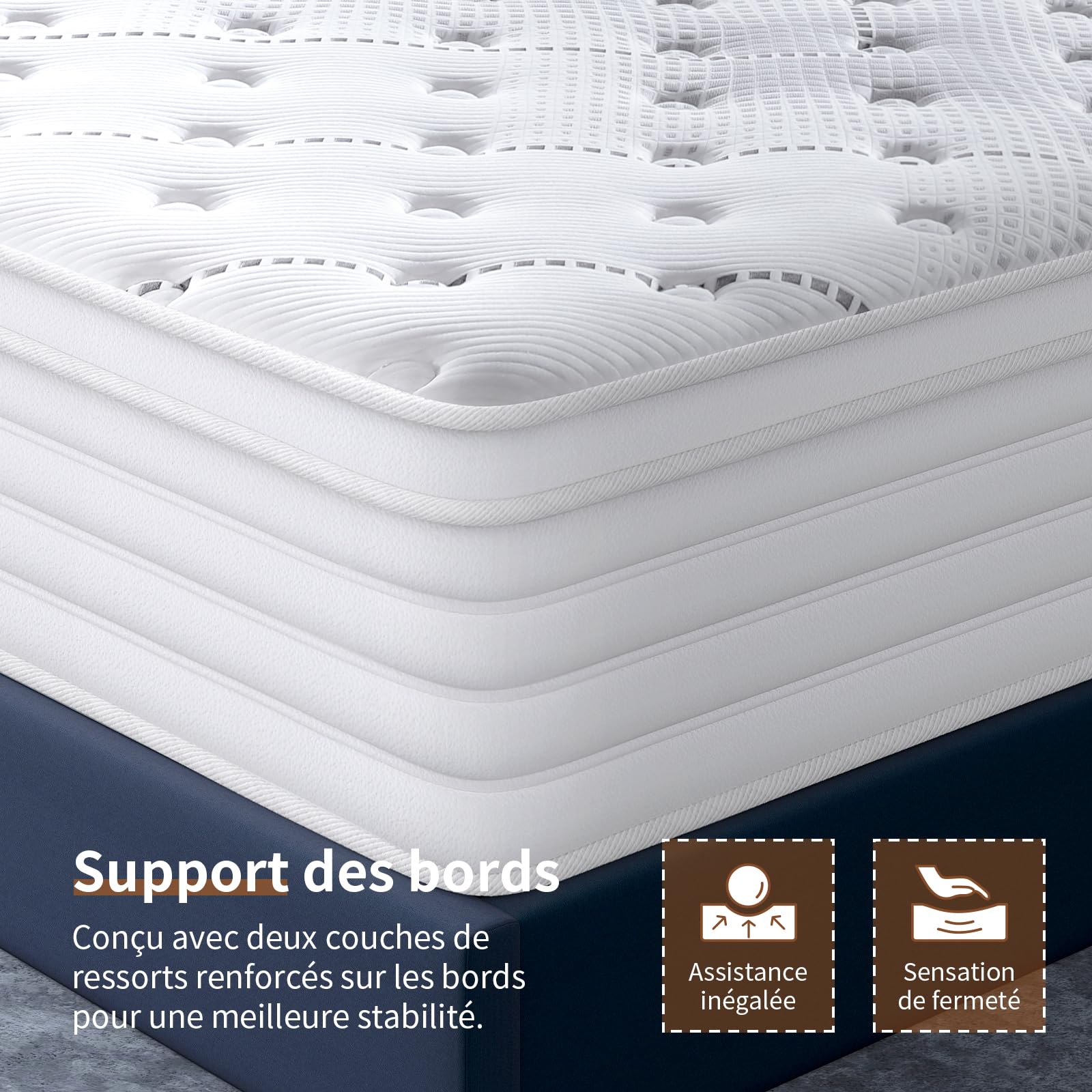 Queblox Matelas 160 x 200 cm,Hauteur 28cm,Matelas en boîte,7-Zone Pocket Sprung Mattress,Fermeté Moyenne,Isolation des mouvements,160x200x28cm