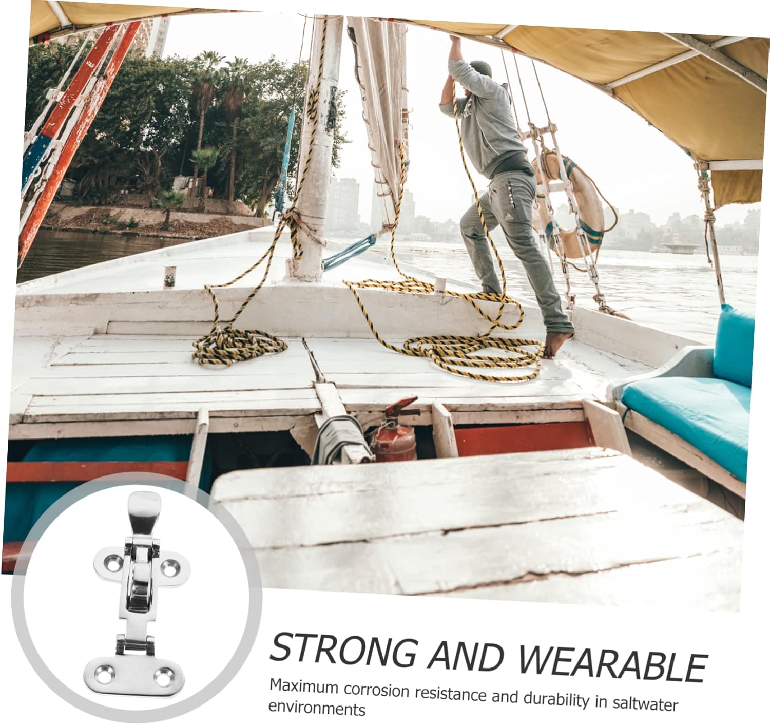 3pcs Hasp for Cabin Door Stainless Steel Clasp Latch for Boats Lightweight Portable for Yacht Boat Accessories