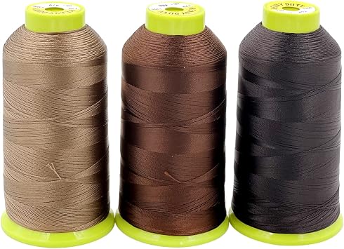 Tortoise 3 Cones Heavy Duty Thread of 2000 Yards Each Spool UV Resistant High Strength Thread # 69 T70 Size 210D/3 for Upholstery,Leather,Purses,Outdoor,Beading,Canvas Color Differ Brown