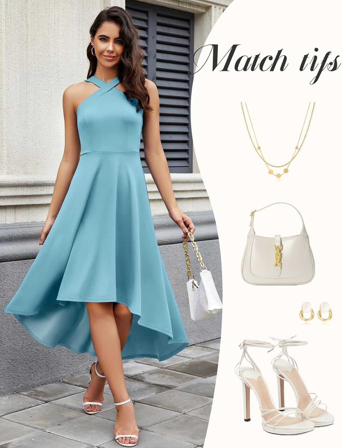 DRESSTELLS Formal Cocktail Dresses for Women, Wedding Guest Halter High Low Valentine Dress 2026 - Image 3