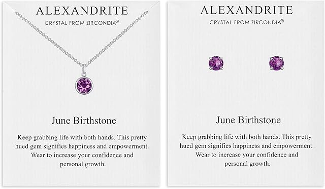 Philip Jones June (Alexandrite) Birthstone Necklace & Earrings Set Created with Zircondia® Crystals