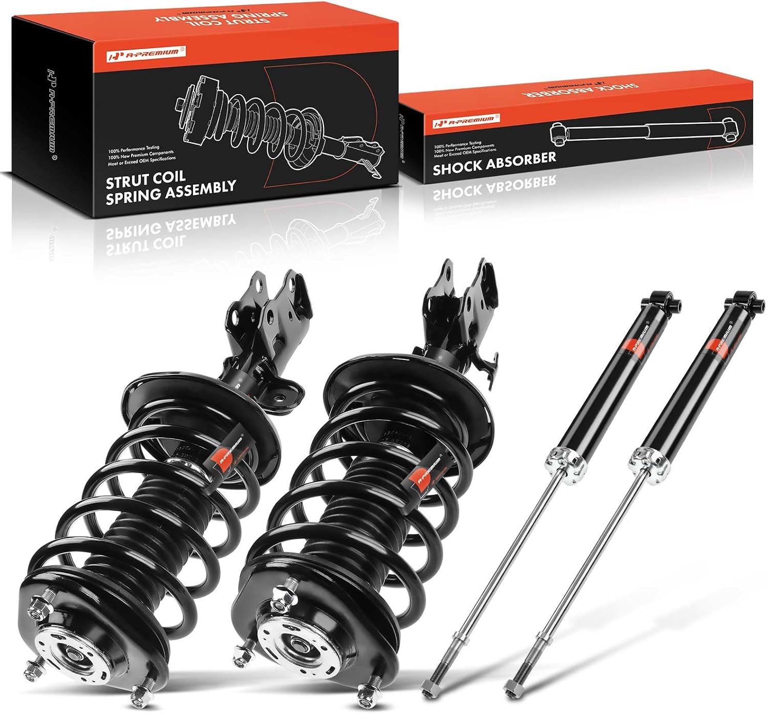 A-Premium Front & Rear Strut & Coil Spring Assembly Compatible with Toyota | for Prius 2010-2015 - 2x Replacement Suspension Complete Strut Shock with Coil Spring