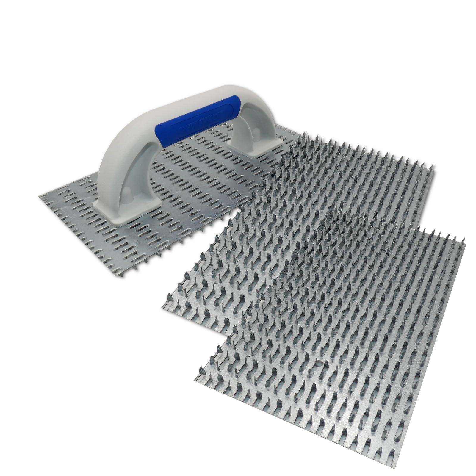 DEWEPRO Profi Edelputzkratzer inkl. 2 Ersatzblätter - Putzkratzer - Raspelbrett für Mineralputz - Abmessung: 250x135mm