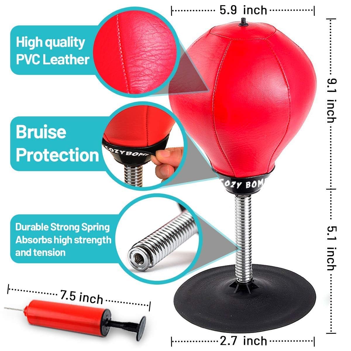 Sohansh Desktop Punching Bag | Boxing Punch Ball With Suction Cup | Stress Relief Speed Ball for Office & Home | Fun Desk Toy for Kids & Adults | Boxing Kit With Pump 1