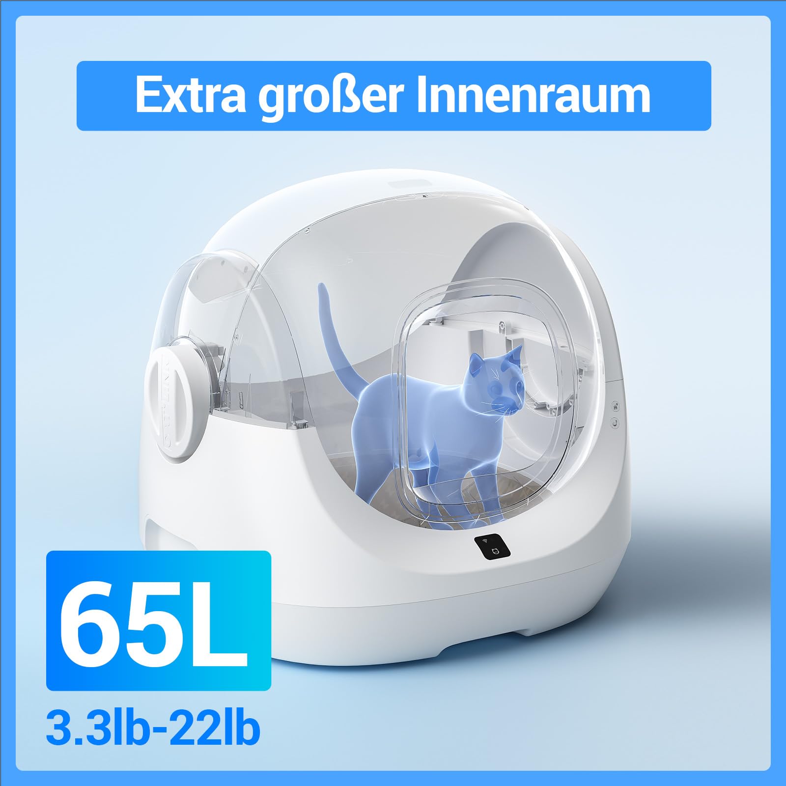 CATLINK Baymax samoczyszcząca kuweta dla kota, pojemność 70 l, lepsza ochrona przed wyciekiem z boku, 7 poziomów bezpieczeństwa, aplikacja i wykrywanie wielu kotów – do domu wielu kotów