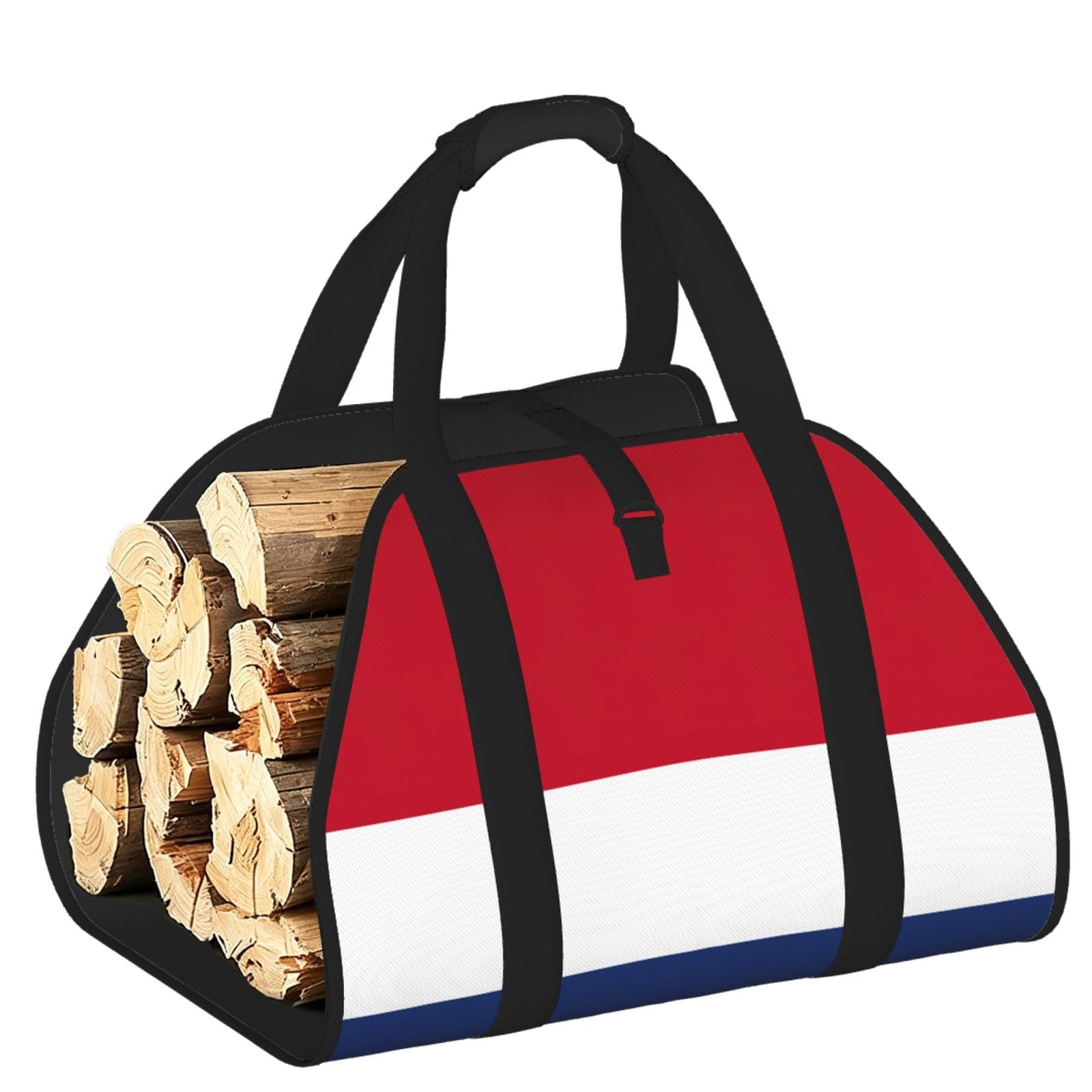 Dutch flag Printed Firewood Log Carrier, Large Tote Bag with Reinforced Handles for Camping Fireplace Home