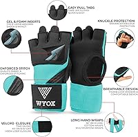 Vista 92 de WYOX Guantes interiores de boxeo de gel para hombres y mujeres, correas de muñeca rápidas de 31.5 in, protección acolchada para nudillos para Muay