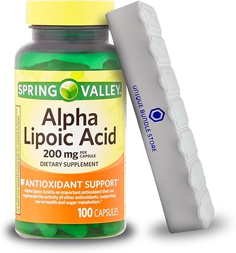 Miniatura 1 de Spring Valley, ácido alfa lipoico, 200 mg, suplemento dietético de 100 cápsulas + organizador de píldoras de 7 días incluido (paquete de 1)