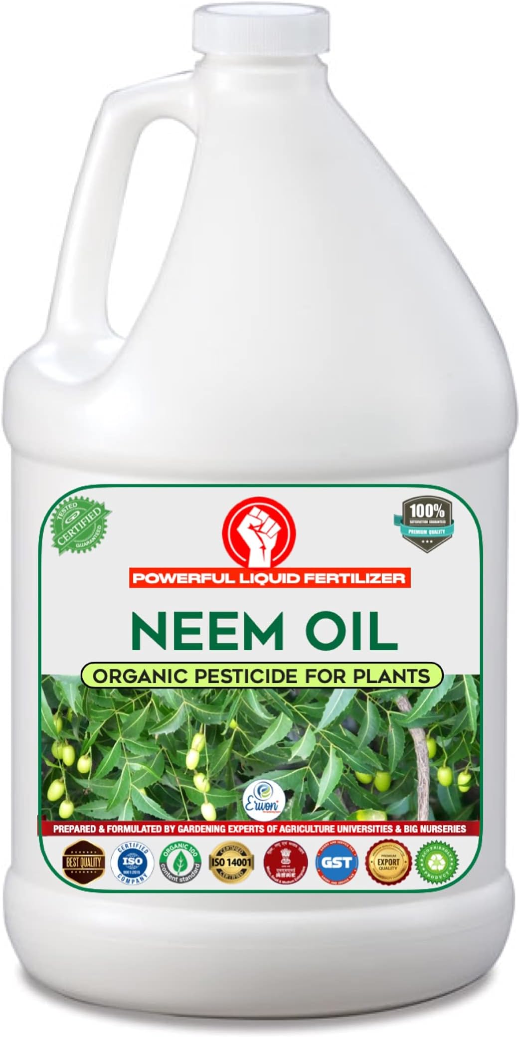 Erwon® Neem Oil Organic Pesticide, Premium Essential Powerful Liquid Pesticide for all Types of Plants (1000 ml)