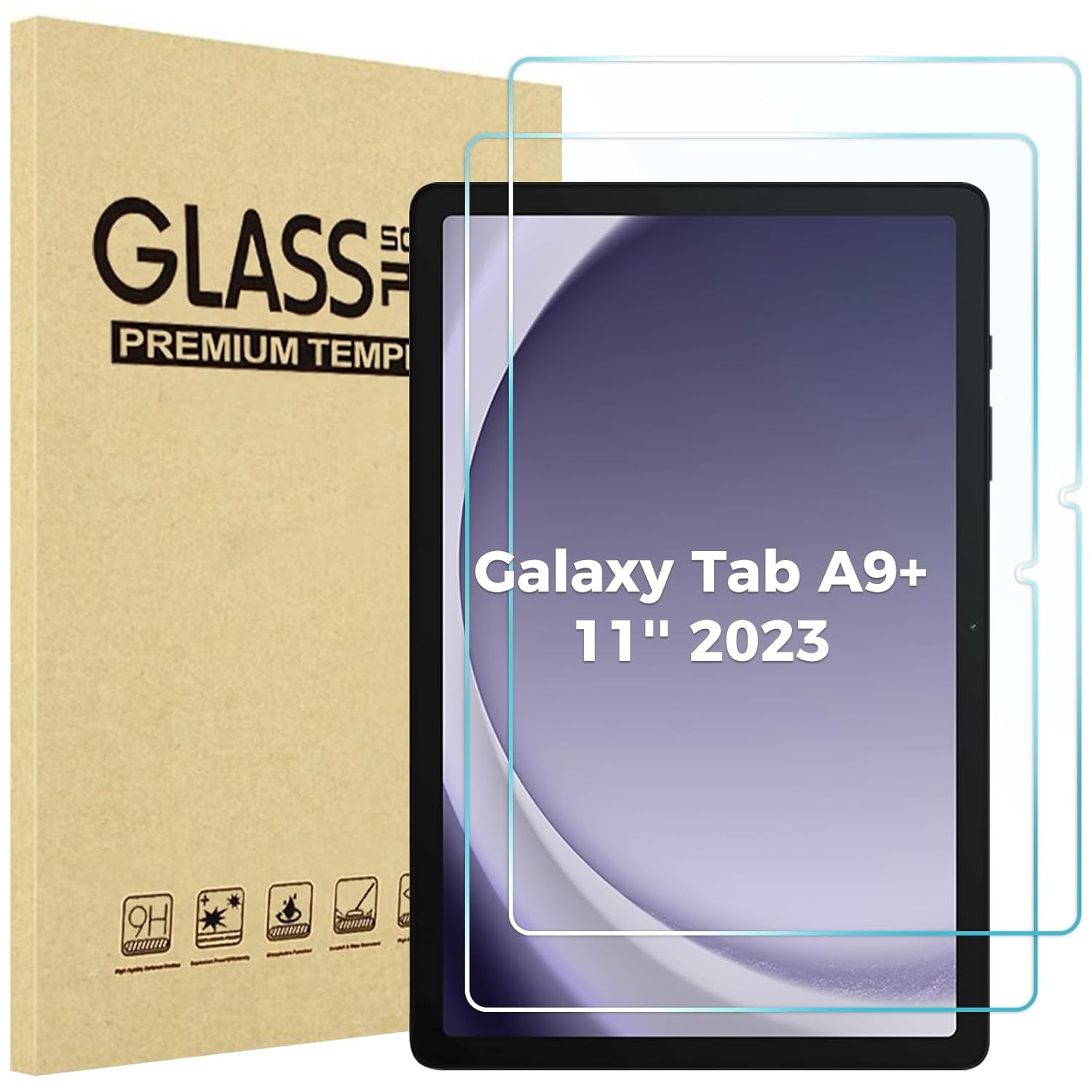 ProCase 2 Pack Screen Protector for Galaxy Tab A9 Plus 11 Inch 2023 HD Tempered Glass 9H Film