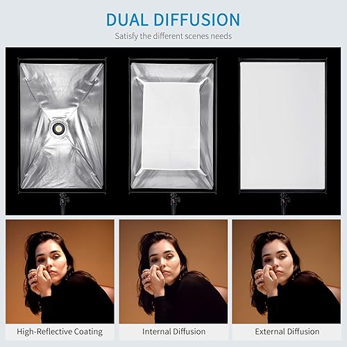 Vista 5 de FEELWORLD FSR90 - Caja de luz rectangular de 23.6 x 35.4 in para FEELWORLD FL125D FL125B FL225D FL225B y otros Bowens Mount Video Studio Light