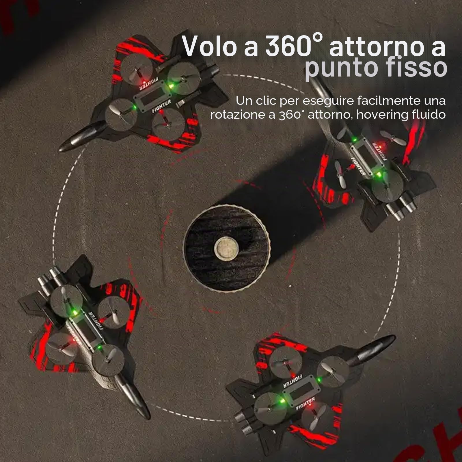 NMM Aeroplano telecomandato – EPP ad alta elasticità, aereo Rc a 4 canali con volo sospeso a 360°, giocattolo per bambini, spettacolo di luci LED, 2× batterie di lunga durata e scatola regalo