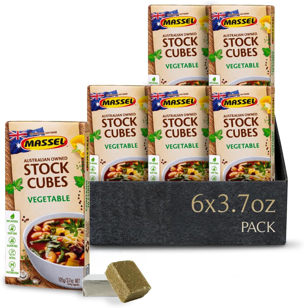 Ultracube Stock Cubes Vegetable Broth - No MSG, Gluten-Free Bouillon - Bulk Pack (6 x 105g)