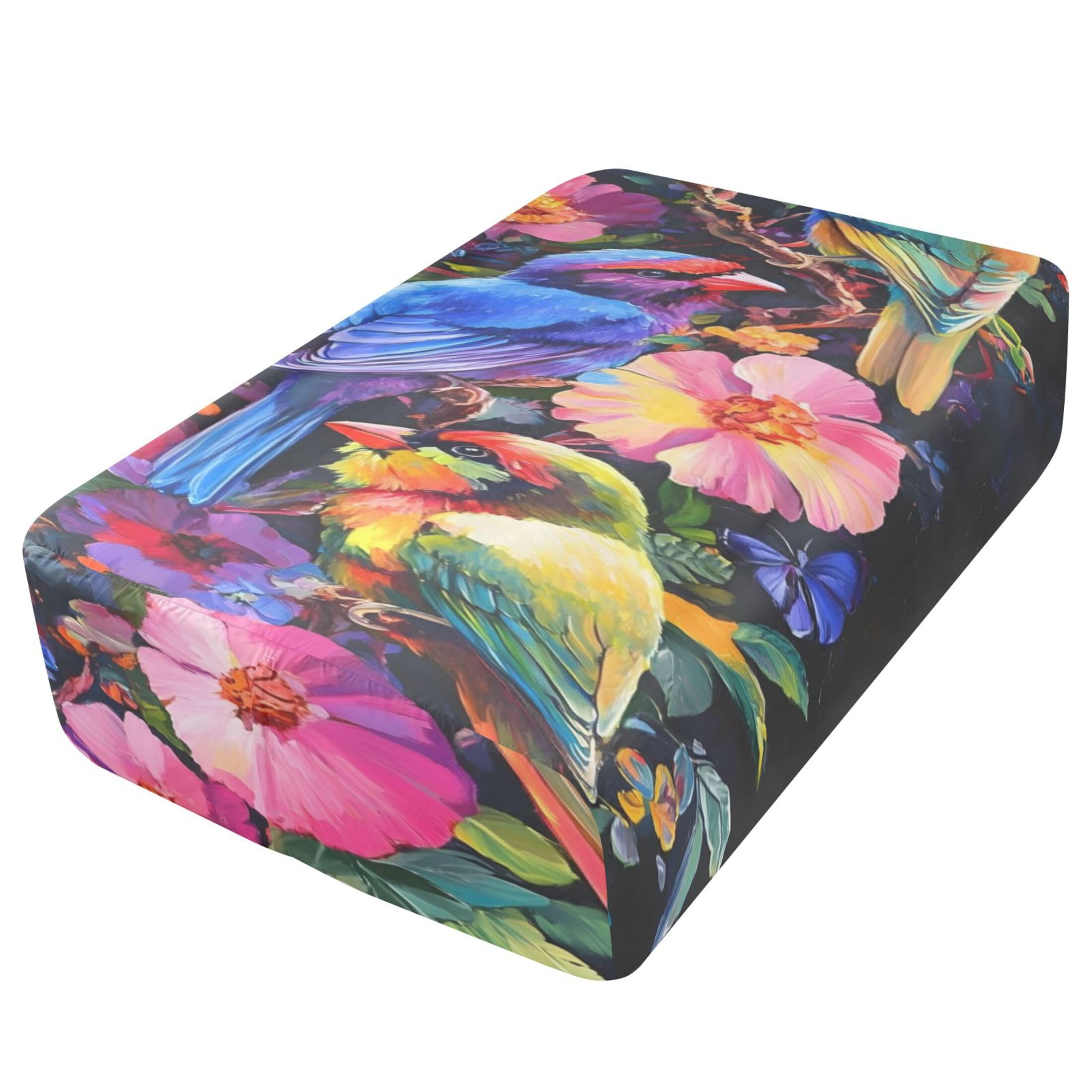 Colorful Birds - Sábana bajera ajustable individual para colchón de aire, bolsillo extra profundo de 24 pulgadas, funda suave y transpirable con apertura de válvula de cremallera para cama de