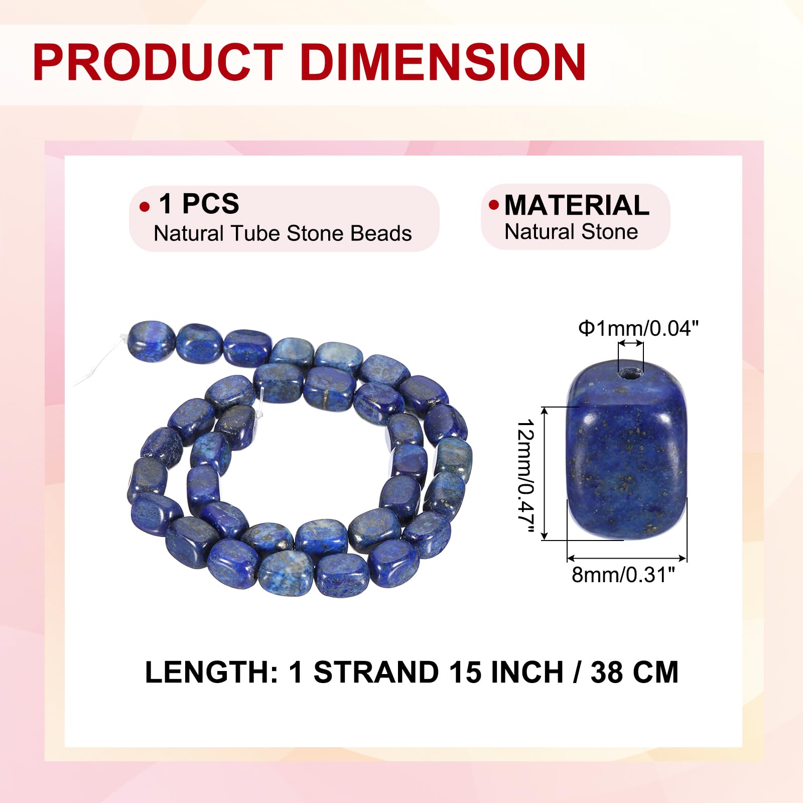 PATIKIL 12x8mm Natural Stone Gemstone Beads for Jewelry Making 1 Strand 15"/38cm Cuboid Loose Spacer Beads Crystal Agate Beads for Bracelet Necklace DIY Art Craft Dark Blue - Image 2